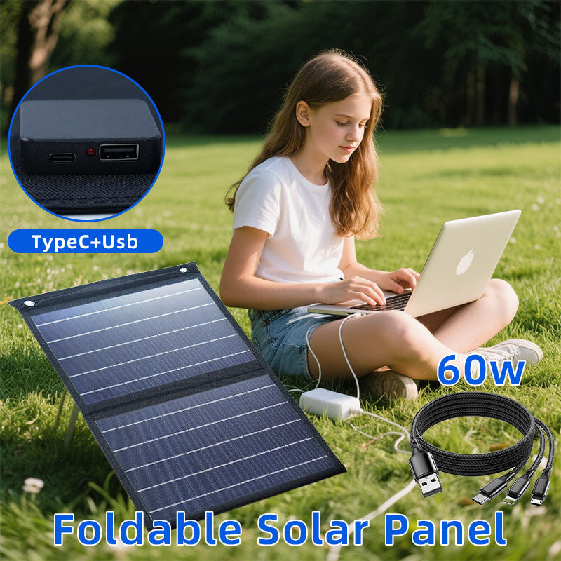 60W 80W 100W Foldable Solar Panel 5V USB Portable Folding Bag Battery Charger for Phone Outdoor Camping Waterproof Power Bank